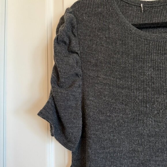 Dark grey sweater dress a-line puff sleeves women's XL - Picture 2 of 5